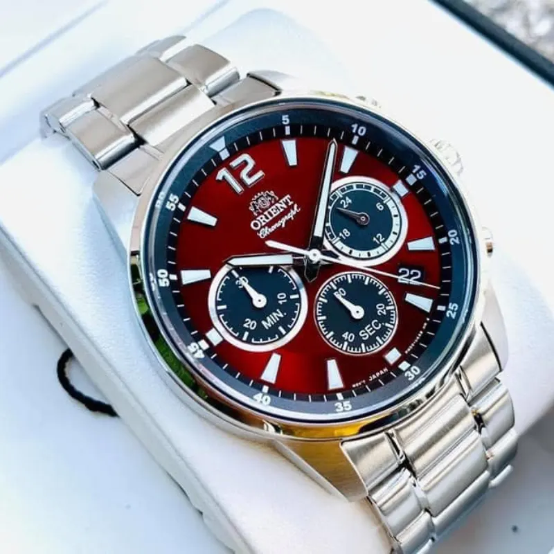 Orient Sports Chronograph Maroon Dial Men's Watch- RA-KV0004R